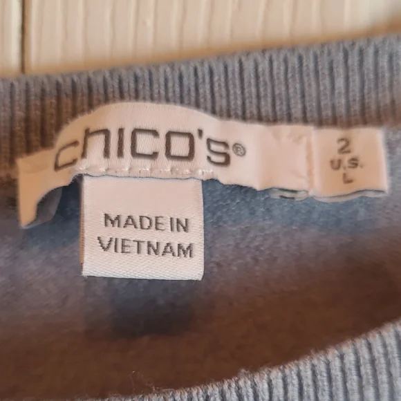 Chico's Ella Painterly Bateau Pullover SweaterColor: PASSPORT BLUESize: 2 (12/14 - Picture 2 of 6